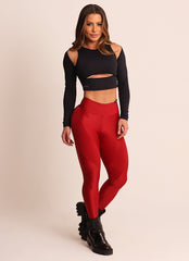 Legging Cós Alto Superhot Gleam Vermelho CAL5459