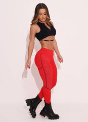Legging Cós Médio Superhot Blackout Vermelho CAL5419