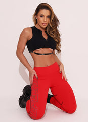 Legging Cós Médio Superhot Blackout Vermelho CAL5419