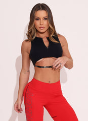 Legging Cós Médio Superhot Blackout Vermelho CAL5419