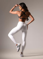 Legging Superhot Blackout Branco CAL5648 UV50+ Com Bolso Cós Alto