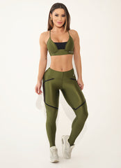 Legging Cós Médio Superhot Wet+ Verde Oliva CAL5355
