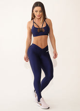 Legging Cós Baixo Superhot Wet+ Azul Marinho CAL5383