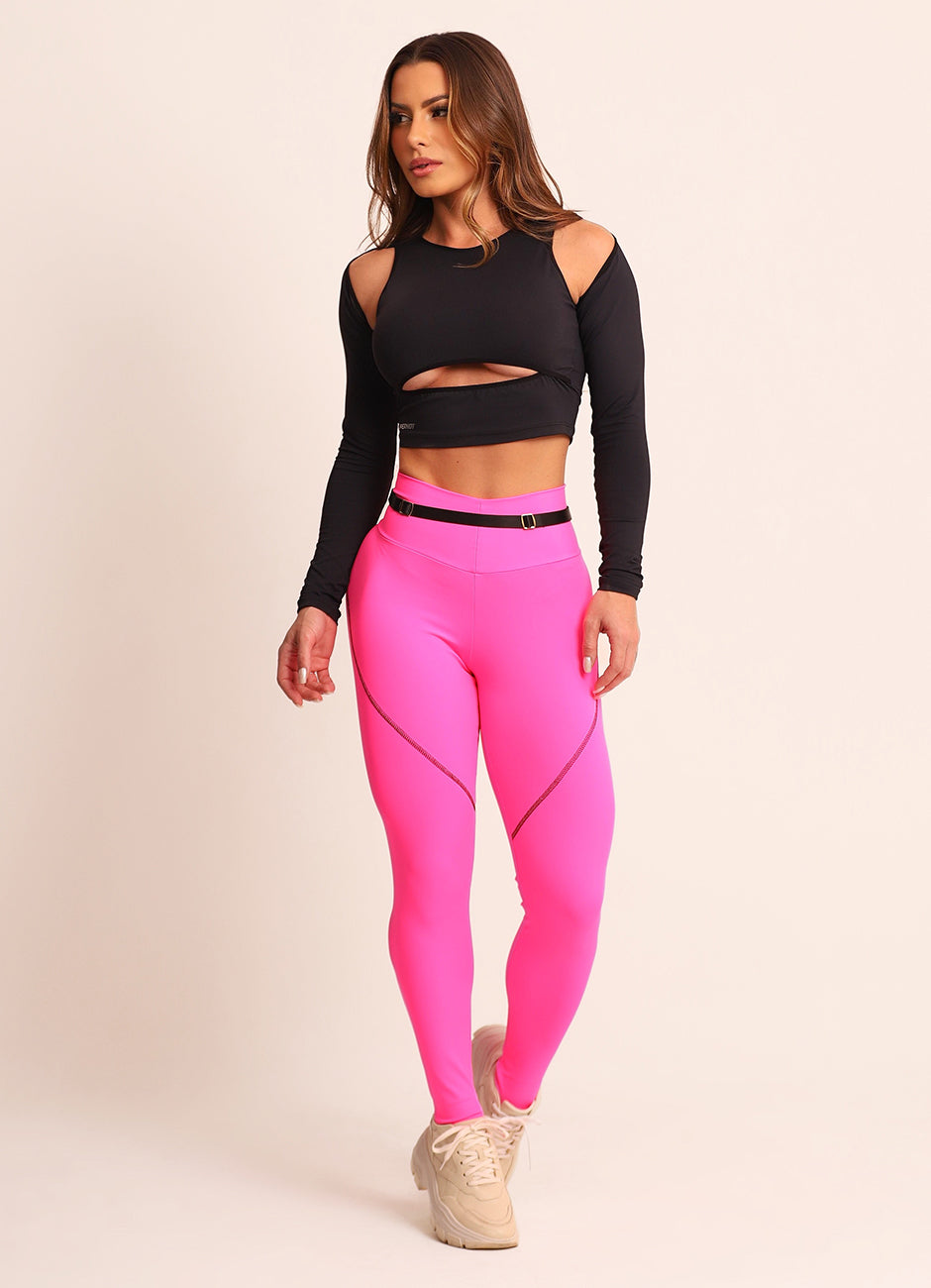 Legging Tiro Alto Superhot Blackout Rosa Neón CAL5470 Imagen principal del producto