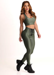 Legging Cós Alto Superhot Wet+ Verde Oliva CAL5558 UV50+