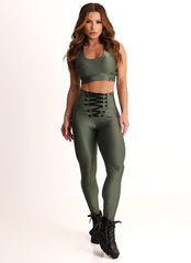 Legging Cós Alto Superhot Wet+ Verde Oliva CAL5558 UV50+