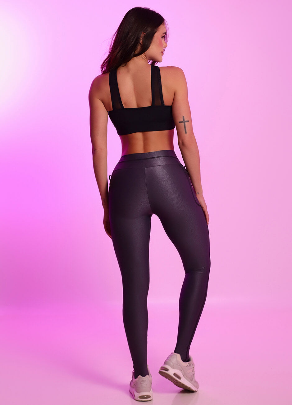 Legging Superhot Wet+ com bolsos Cinza Chumbo CAL5653 UV50+