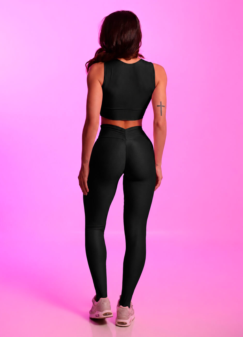 Legging Superhot Wet+ Preto Empina Bumbum CAL5676 UV50+