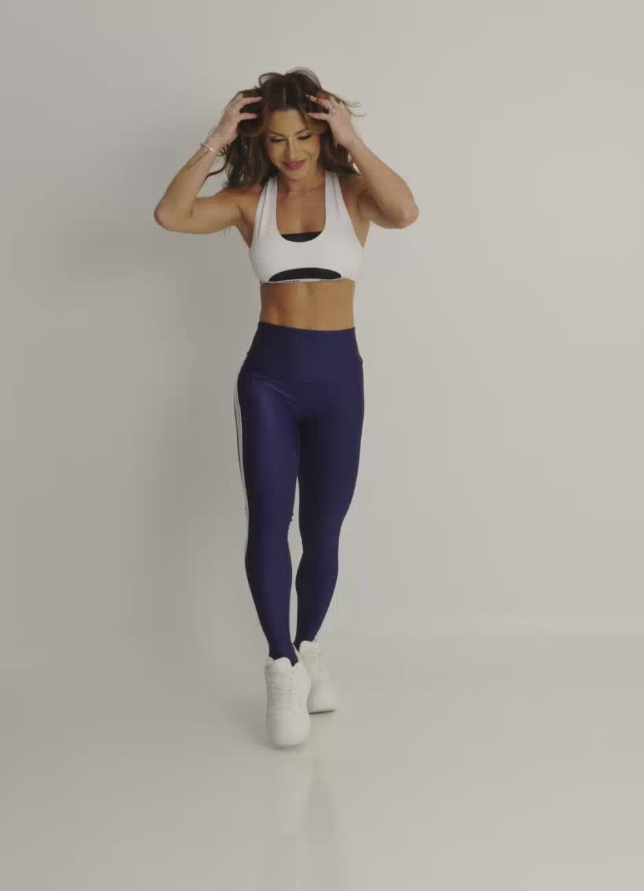 Legging Cós Alto Superhot Wet+ Azul Marinho CAL5584 UV50+ Imagem principal do produto