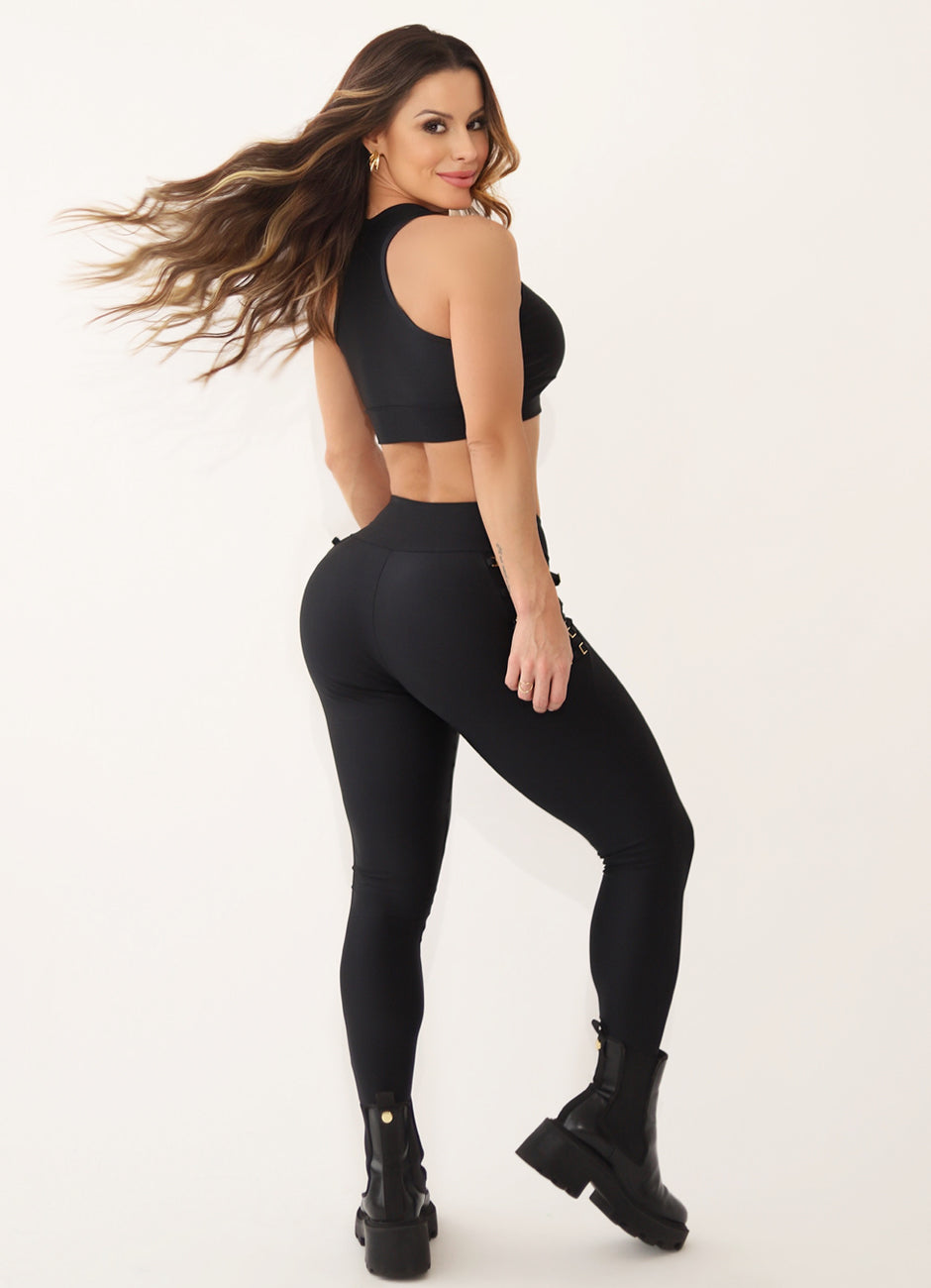 Legging Cós Médio Superhot Wet+ Preto CAL5343