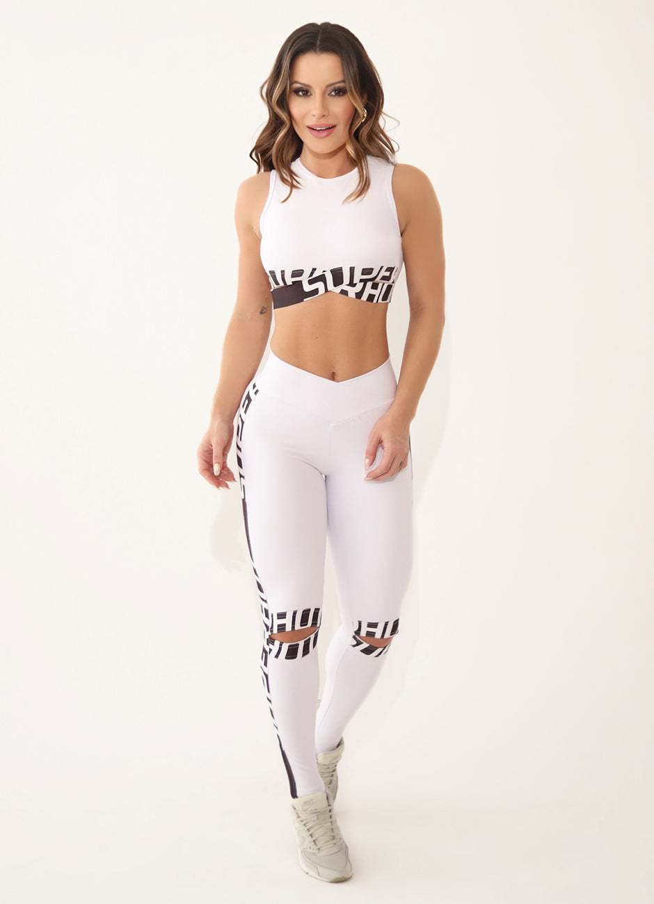 Legging Tiro Medio Superhot Blackout Blanco CAL5376 Imagen principal del producto