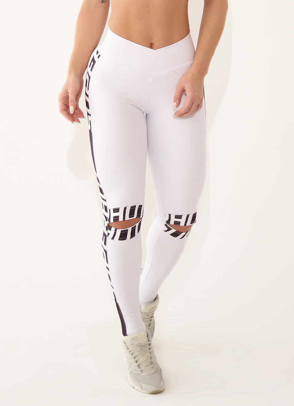 Legging Cós Médio Superhot Blackout Branco CAL5376